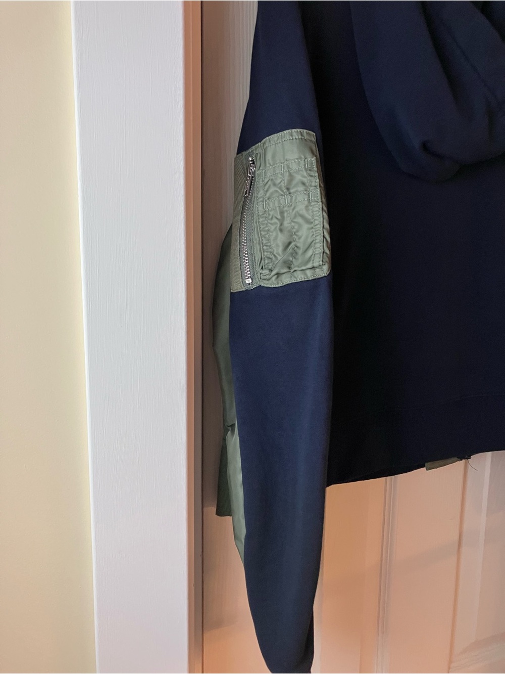 CAbi Navy Hoodie with Olive Utility Sleeves - Picture 3 of 4